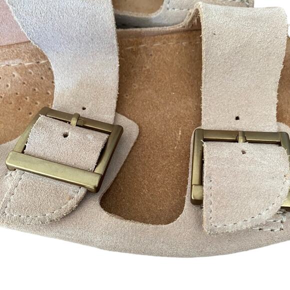 Clarks Leather Suede Double Buckle Slide Tan Sandals size 10 no box - Picture 4 of 9